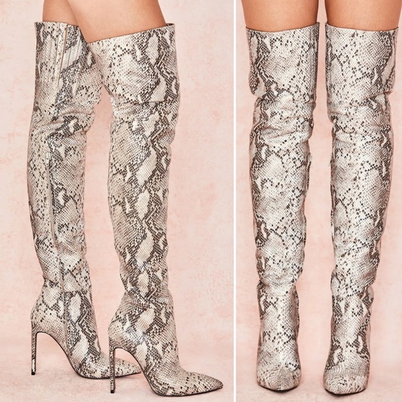 House of CB Shoes - HOUSE OF CB Snakeskin Thigh High Over The Knee Boots Snake Sz 9 DANCER